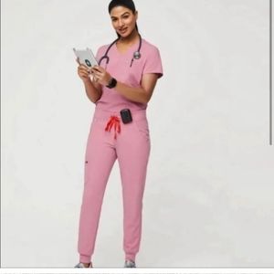 Pink FIGS Scrubs Limited Edition Catarina Chalk, Zamora Joggers
